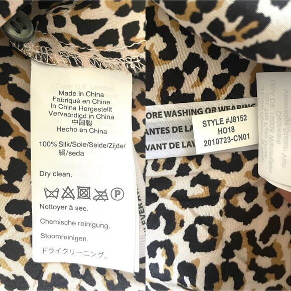 J. CREW Women's 100% Silk Button-Up Dress Shirt Blouse Top in Leopard Print - Picture 5 of 14